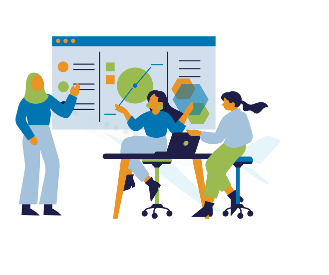 Our Story — team meeting illustration